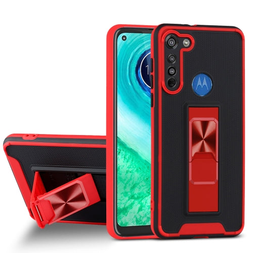 For Motorola Moto G8 Dual-color Skin Feel TPU + PC Magnetic Shockproof Case with Invisible Holder(Red)