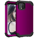 For Google Pixel 4 3 in 1 Shockproof PC + Silicone Protective Case(Dark Purple + Black)