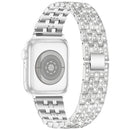 Five-beads Diamond Steel Replacement Strap Watchband For Apple Watch Series 7 41mm / 6 & SE & 5 & 4 40mm / 3 & 2 & 1 38mm(Silver)