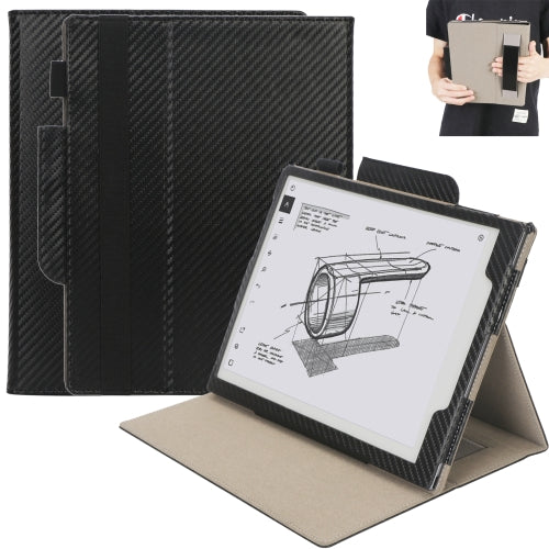 For reMarkable 2 10.3 inch 2020 / 2021 Business Weave Texture Horizontal Flip Leather Case with Holder & Hand Strap(Black)