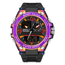 SANDA Dual Digital Display Luminous Stopwatch Chronograph Alarm Clock Men Quartz Sports Watch(6024 Symphony Purple)
