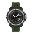 SANDA 3107 Dual Digital Display Luminous Alarm Clock Men Outdoor Sports Electronic Watch(Army Green)