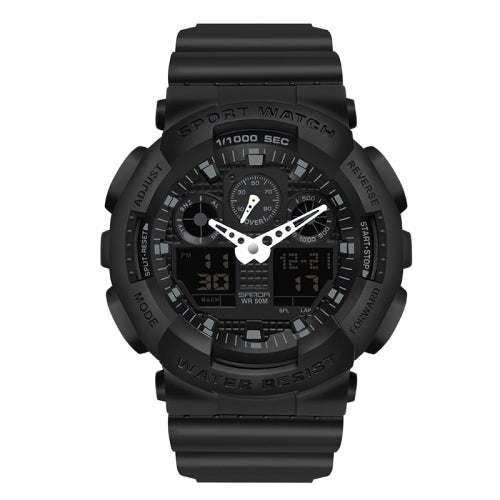 SANDA World Time Luminous Calendar Multifunctional Men Sports Quartz Watch(3111 All Black)