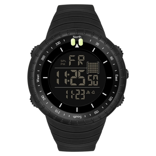 SANDA 6071 Three-split Screen LED Digital Display Luminous Stopwatch Timing Multifunctional Men Sports Electronic Watch(All Black)
