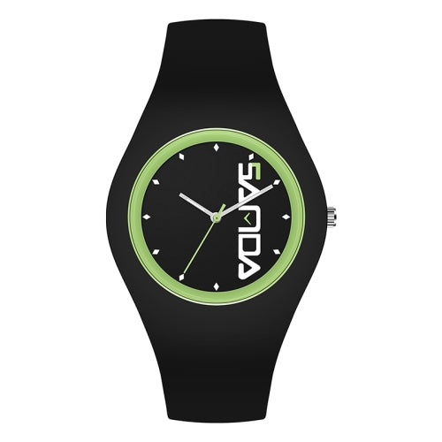 SANDA 6076 Simple Scale Round Dial Ladies Silicone Strap Quartz Watch(Black Green)