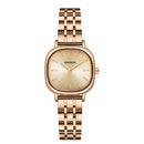 SANDA P1098 Simple Bar Scale Oval Dial Quartz Watch for Women(Steel Belt Rose Gold)