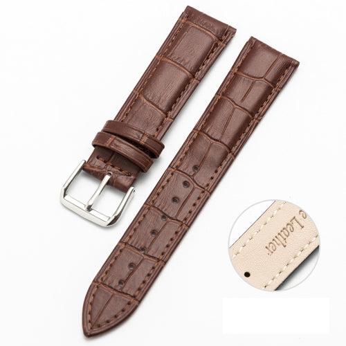 12mm Two-layer Cowhide Leather Bamboo Joint Texture Replacement Strap Watchband(Dark Brown)