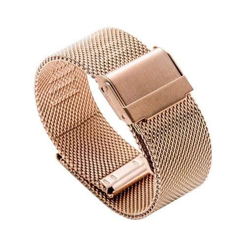 14mm 304 Stainless Steel Double Buckles Replacement Strap Watchband(Rose Gold)