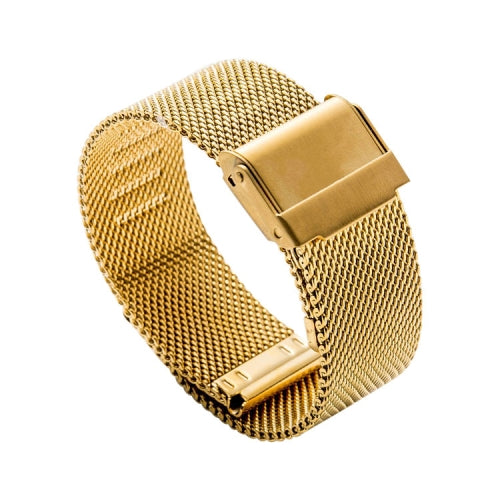 20mm 304 Stainless Steel Double Buckles Replacement Strap Watchband(Gold)