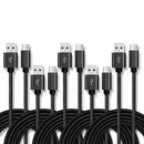 5 PCS USB to USB-C / Type-C Nylon Braided Charging Data Transmission Cable, Cable Length:2m(Black)