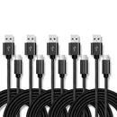 5 PCS USB to USB-C / Type-C Nylon Braided Charging Data Transmission Cable, Cable Length:3m(Black)