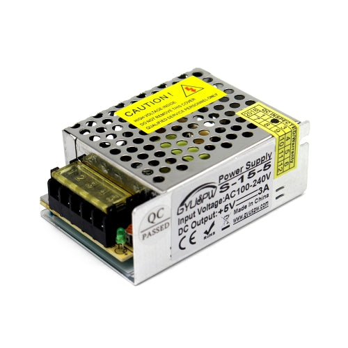 S-15-5 DC5V 3A 15W LED Regulated Switching Power Supply, Size: 86 x 58 x 33mm