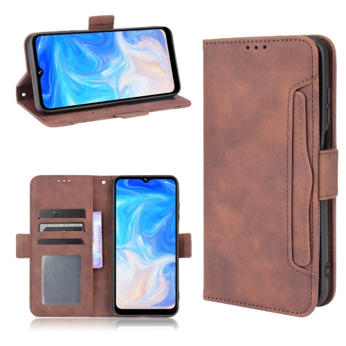 For Doogee N40 Pro Skin Feel Calf Pattern Horizontal Flip Leather Case with Holder & Card Slots & Photo Frame(Brown)