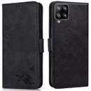 For Samsung Galaxy A42 5G Embossed Cat Butterflies Pattern Horizontal Flip Leather Case with Card Slot & Holder & Wallet(Black)