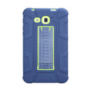 For Samsung Galaxy Tab A 7.0 T280 C5 Four Corners Shockproof Silicone + PC Protective Case with Holder(Navy Blue + Lemon Yellow)