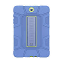 For Samsung Galaxy Tab A 9.7 T550 C5 Four Corners Shockproof Silicone + PC Protective Case with Holder(Navy Blue + Lemon Yellow)