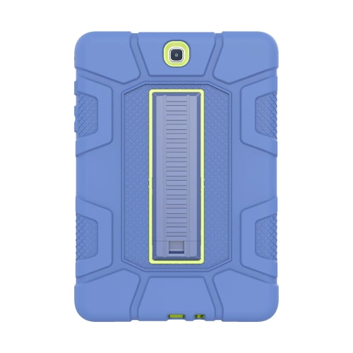 For Samsung Galaxy Tab A 9.7 T550 C5 Four Corners Shockproof Silicone + PC Protective Case with Holder(Navy Blue + Lemon Yellow)