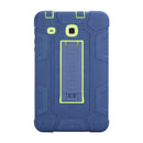 For Samsung Galaxy Tab E 8.0 T377 C5 Four Corners Shockproof Silicone + PC Protective Case with Holder(Navy Blue + Lemon Yellow)