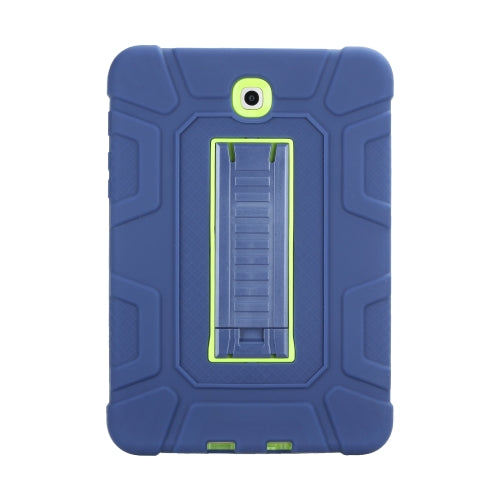For Samsung Galaxy Tab S2 8.0 T710 C5 Four Corners Shockproof Silicone + PC Protective Case with Holder(Navy Blue + Lemon Yellow)