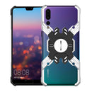 For Huawei P20 Hero Series Anti-fall Wear-resistant Metal Protective Case with Bracket(Silver Black)