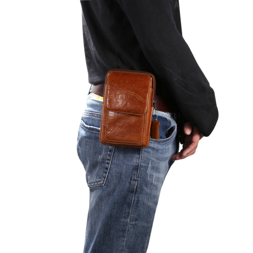 Multi-functional Universal Leather Waist Hanging One-shoulder Mobile Phone Waist Bag For 6.5 Inch or Below Smartphones(Brown)