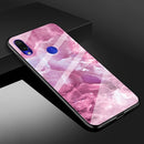 For Xiaomi Redmi Note 7 Marble Glass Protective Case(Red)