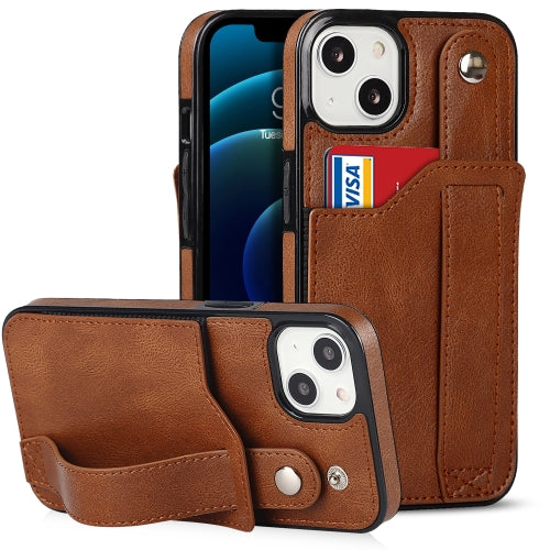 Crazy Horse Texture Shockproof TPU + PU Leather Case with Card Slot & Wrist Strap Holder For iPhone 13 mini(Brown)