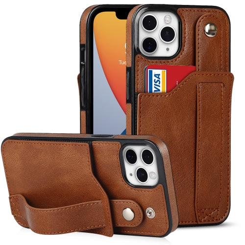 Crazy Horse Texture Shockproof TPU + PU Leather Case with Card Slot & Wrist Strap Holder For iPhone 11 Pro(Brown)