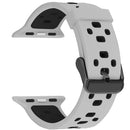 Square Hole Two-color Silicone Buckle Replacement Strap Watchband For Apple Watch Series 7 41mm / 6 & SE & 5 & 4 40mm / 3 & 2 & 1 38mm(White + Black)