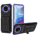 For Motorola Moto G Power 2021 Armor Card PC + TPU Shockproof Case with Card Slot & Invisible Holder(Purple)