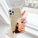 TPU + Acrylic Four Drop Luxury Plating Mirror Phone Case Cover For iPhone 13 Pro(Gold)