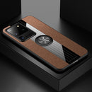 For Samsung Galaxy S20 Ultra XINLI Stitching Cloth Textue Shockproof TPU Protective Case with Ring Holder(Brown)