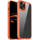 MG Series Carbon Fiber TPU + Clear PC Four-corner Airbag Shockproof Case For iPhone 11 Pro(Orange)