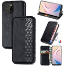 For OUKITEL C21 Pro Cubic Grid Pressed Horizontal Flip Magnetic PU Leather Case with Holder & Card Slots & Wallet(Black)
