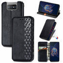 For Asus Zenfone 8 Flip Cubic Grid Pressed Horizontal Flip Magnetic PU Leather Case with Holder & Card Slots & Wallet(Black)