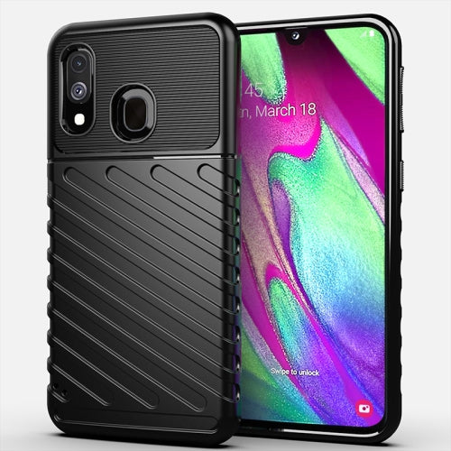 For Galaxy A40 Thunderbolt Shockproof TPU Soft Case(Black)