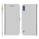 For Galaxy A10 / M10 Imitated Mirror Surface Horizontal Flip Leather Case with Holder & Card Slots & Wallet & Lanyard(Silver)