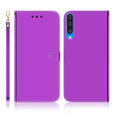 For Galaxy A50 Imitated Mirror Surface Horizontal Flip Leather Case with Holder & Card Slots & Wallet & Lanyard(Purple)
