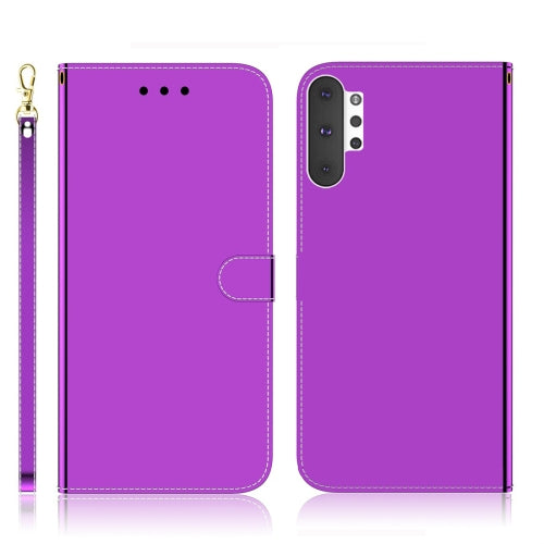 For Galaxy Note 10+ Imitated Mirror Surface Horizontal Flip Leather Case with Holder & Card Slots & Wallet & Lanyard(Purple)