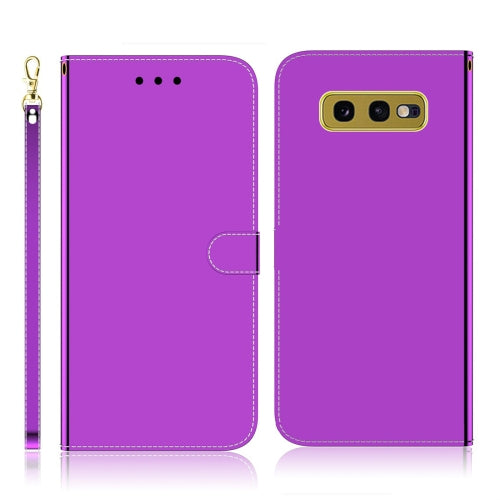 For Galaxy S10e Imitated Mirror Surface Horizontal Flip Leather Case with Holder & Card Slots & Wallet & Lanyard(Purple)