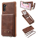 For Galaxy Note 10 Vertical Flip Wallet Shockproof Back Cover Protective Case with Holder & Card Slots & Lanyard & Photos Frames(Coffee)
