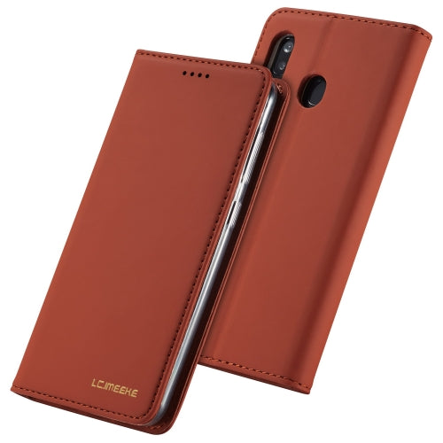 For Galaxy A20e LC.IMEEKE LC-002 Series Skin Hand Feeling PU + TPU Horizontal Flip Leather Case with Holder & Card Slot & Wallet(Brown)