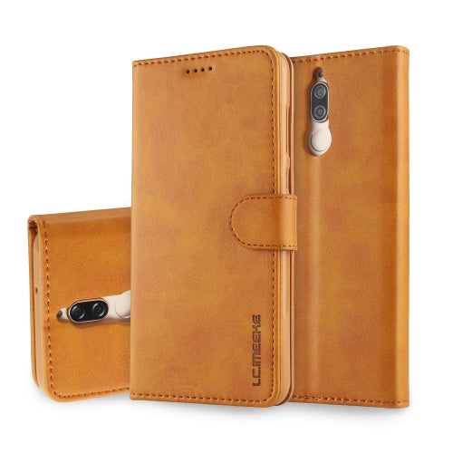 For Huawei Mate 10 Lite / Maimang 6 LC.IMEEKE Calf Texture Horizontal Flip Leather Case, with Holder & Card Slots & Wallet(Yellow)