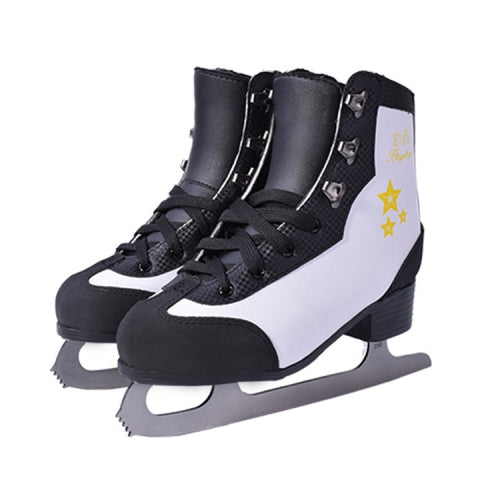 BING XING Unisex Genuine Leather Anti-collision Figure Skating Ice Skates Shoes, Size: 33(Black White)