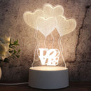 White Base Creative 3D Tricolor LED Decorative Night Light, Button USB Version, Shape:Love Balloon(White-Warm-Warm White)
