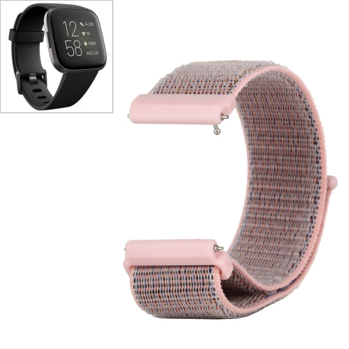 For Fitbit Versa / Versa 2 Nylon Watchband with Hook and Loop Fastener(Pink)