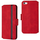 For iPhone 6 & 6s Retro Frosted Oil Side Horizontal Flip Case with Holder & Card Slots(Red)