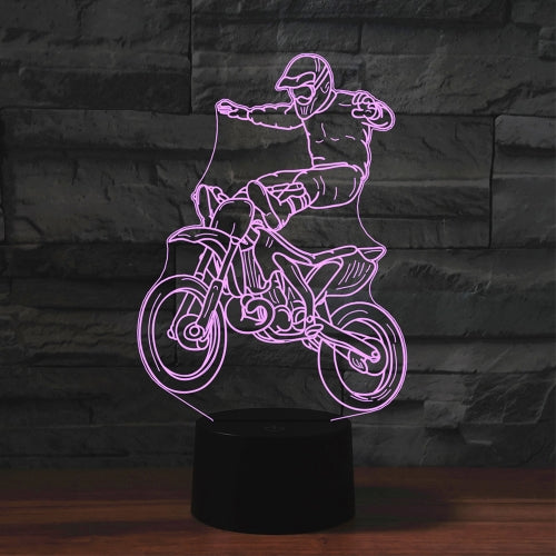 Black Base Creative 3D LED Decorative Night Light, USB with Touch Button Version, Pattern:Motorcycle Stunt 1