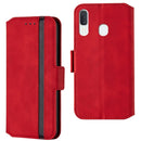 For Galaxy A20e Retro Frosted Oil Side Horizontal Flip Case with Holder & Card Slots(Red)