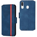For Galaxy A20 / A30 Retro Frosted Oil Side Horizontal Flip Case with Holder & Card Slots(Blue)